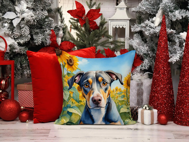 Catahoula in Sunflowers Throw Pillow