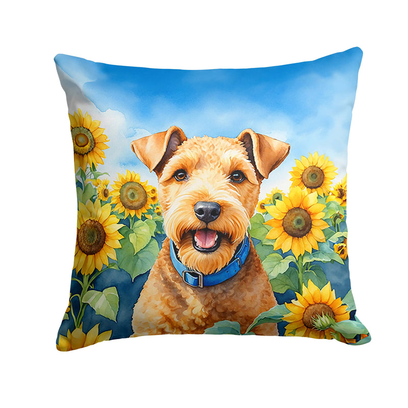 Lakeland Terrier in Sunflowers Throw Pillow