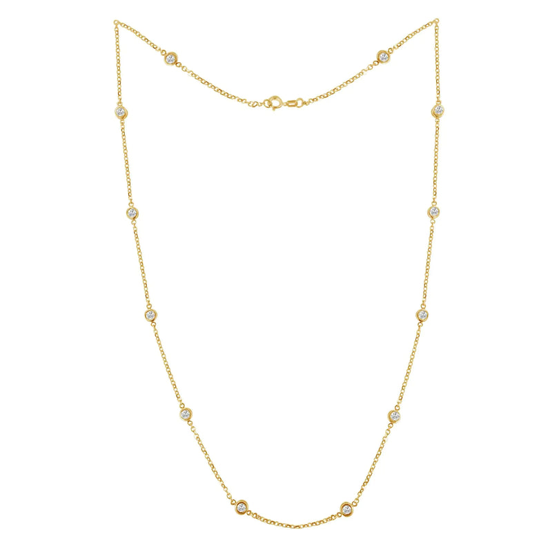 10K Gold Diamond Station Necklace (1 cttw, J-K Color, I1-I2 Clarity)