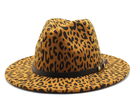 Leopard Print Jazz Hat for Couples - Wool Fedora MNDJS192