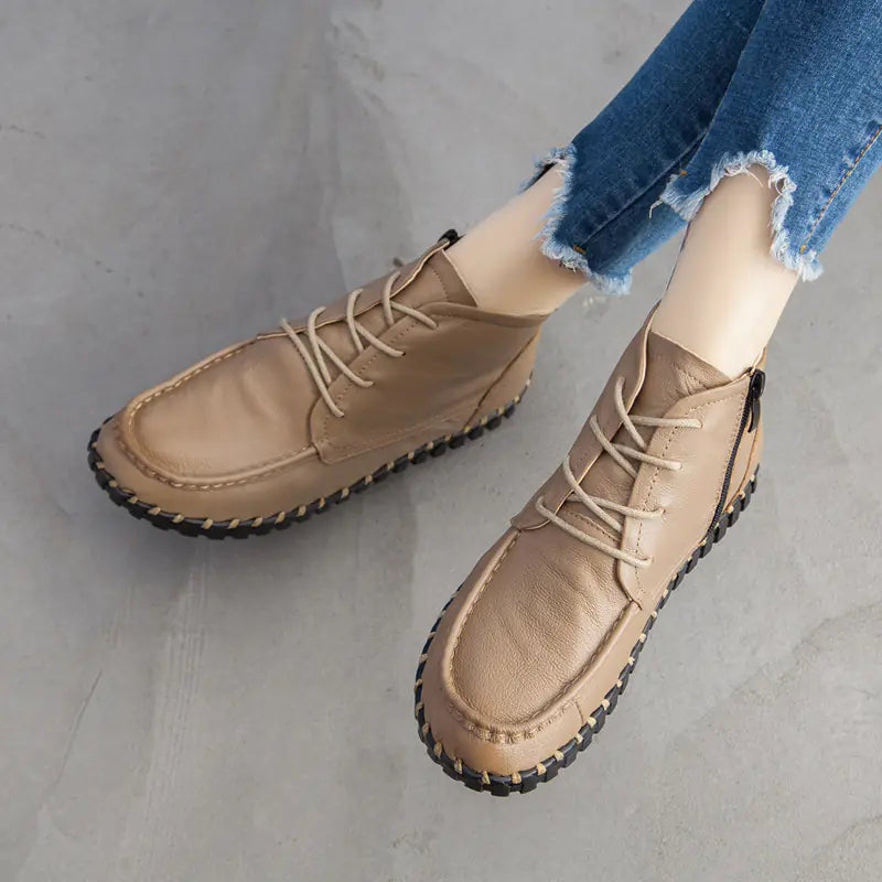 New Retro Handmade Ankle Boots with Soft Sole for Women