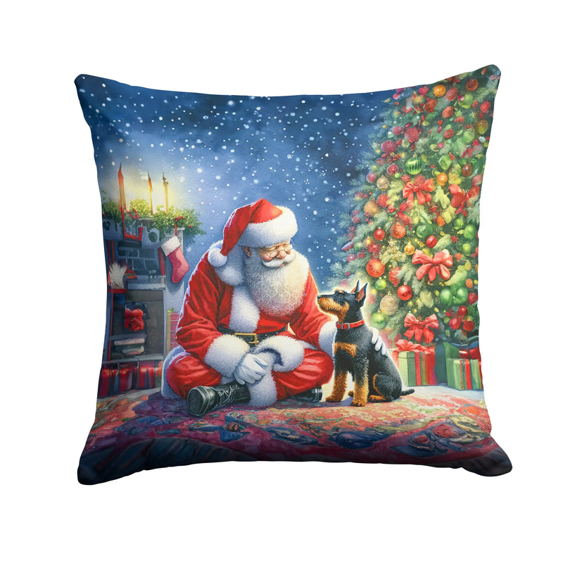 Manchester Terrier and Santa Claus Throw Pillow