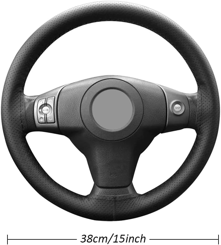 Genuine Leather DIY Car Steering Wheel Cover Anti-slip For 15"/38 cm Black US