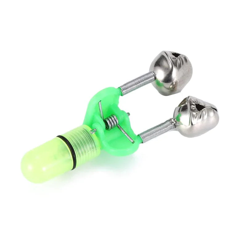 10/40 PC LED Night Fishing Bite Bait Alarm 2 Bells Light Rod Tip Clip Alert Ring