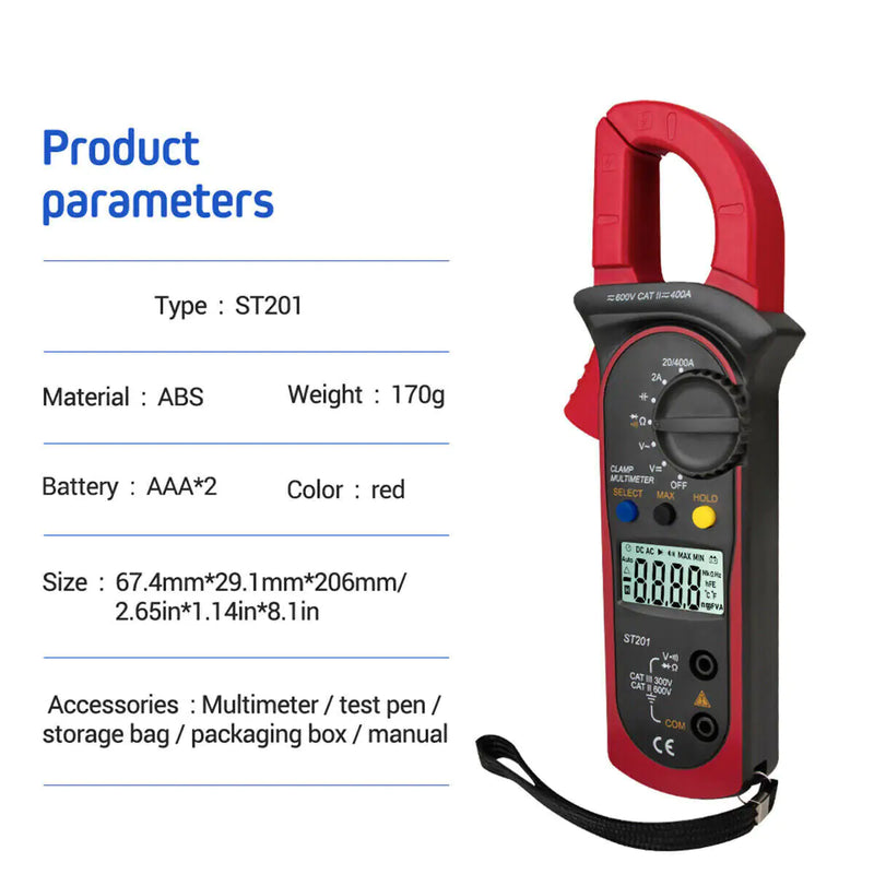 Digital Multimeter Tester AC DC Volt Ohm Amp Clamp Meter Auto Range LCD Handheld