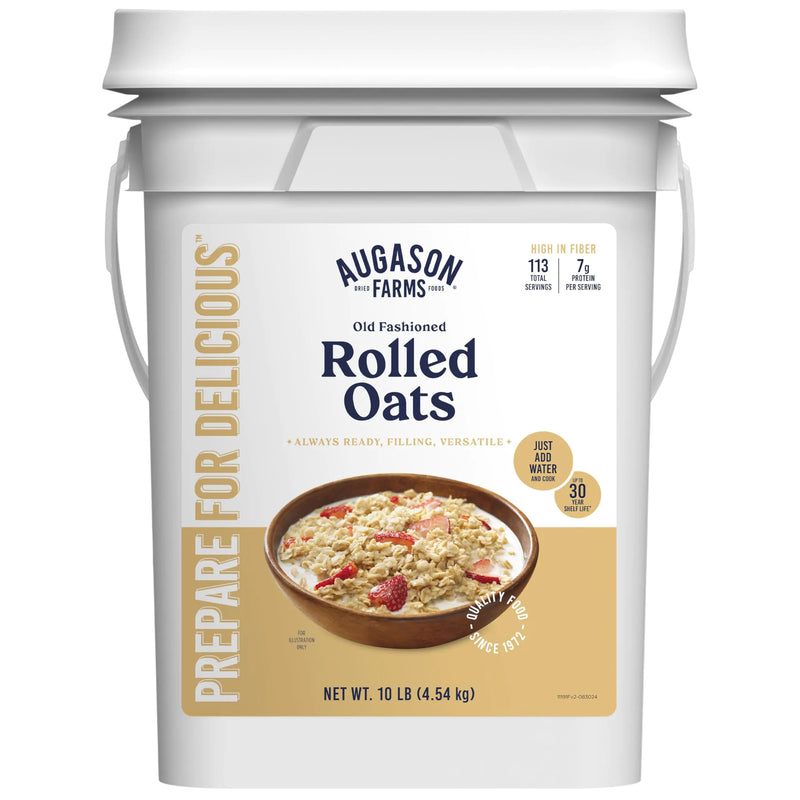 Augason Farms Regular Rolled Oats 4-Gallon Pail Emergency Food Supply Everyday Meals 113 Servings