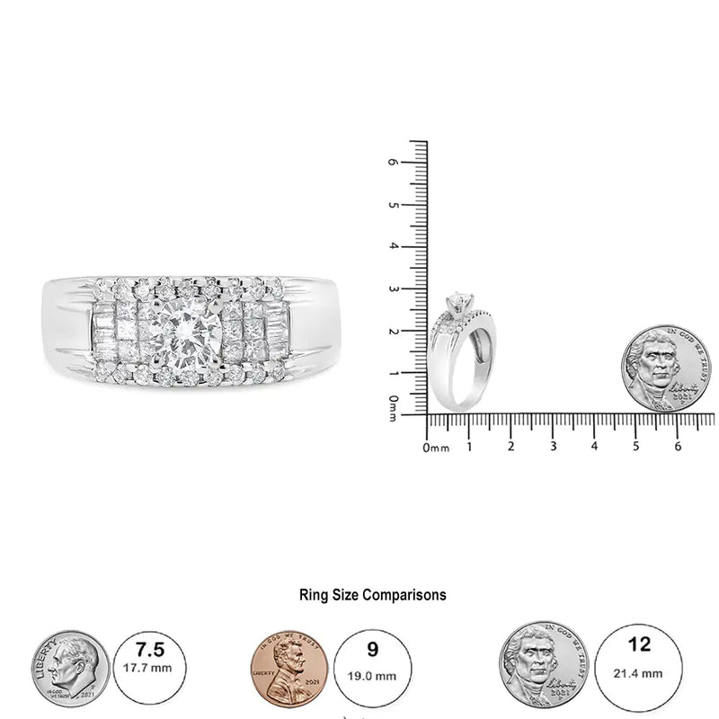 14K White Gold 1.00 Cttw 4 Prong Solitaire Set Diamond Cocktail Fashion Ring (I1-I2 Clarity, H-I Color)