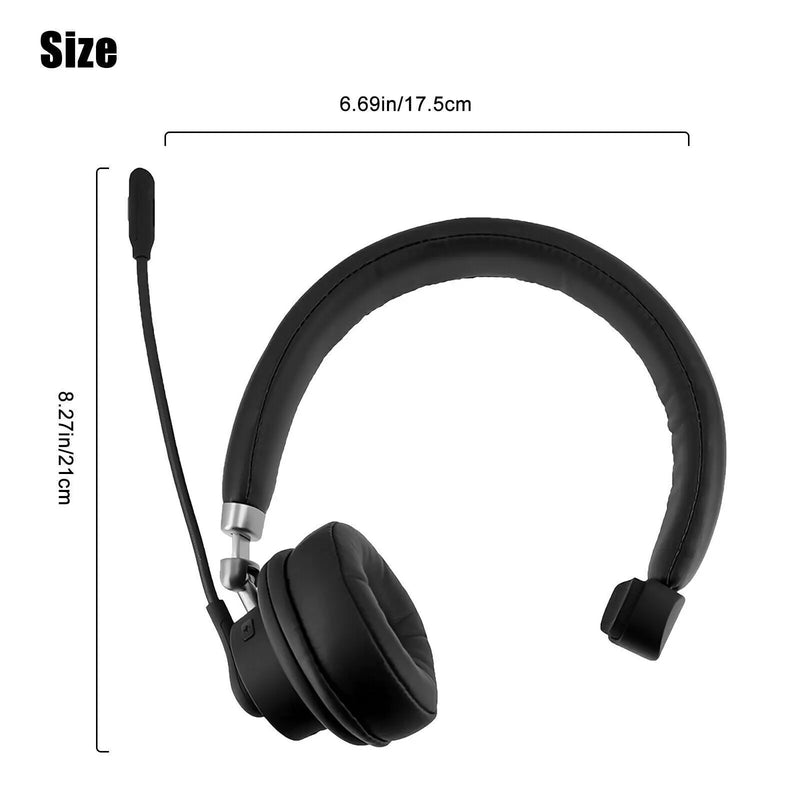 Wireless Headset Truck Driver Noise Cancelling Over-Head Bluetooth Headphones US