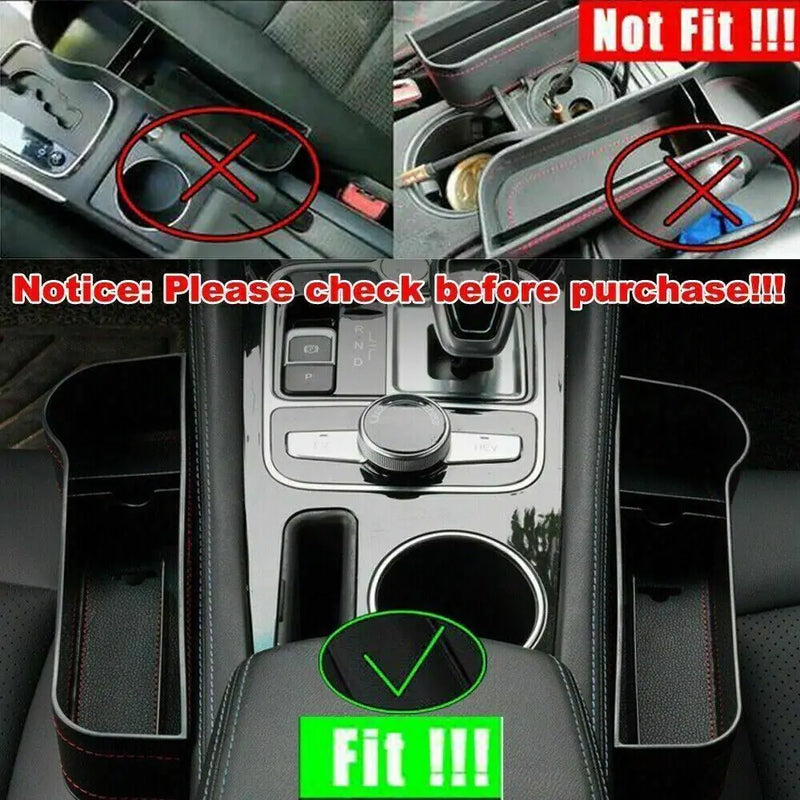 2 PCS Auto Car Seat Gap Catcher Organizer Storage Box Pocket w/ Cup Holder Side