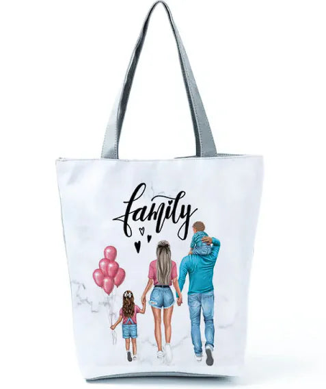 Cute Cartoon Super Mama Print Bag Travel Shoulder