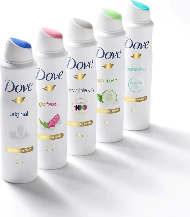 Dove Deodorant 4-Pack for Women - Assorted Fragrance - Elevate Your Freshness Game - 150 ml | 48-Hour Confidence and a Touch of Feminine Elegance - Grab Yours Now - Packed by Magna Mindz