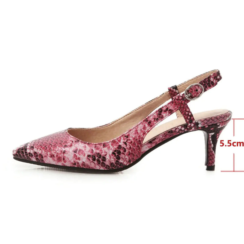 Snake Print Pointed Toe Heeled Sandals for Women