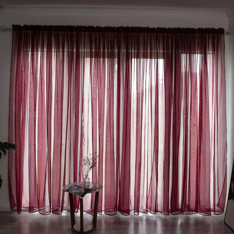 Simple And Modern Balcony Solid Color Gauze Curtain