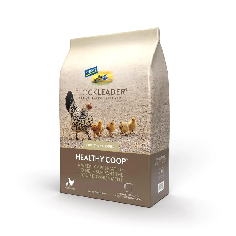 FLOCKLEADER Healthy Coop Litter Additive for Chicken Coop with Probiotic & Acidifier Reduces Odor Wetness & Bacteria 6lbs