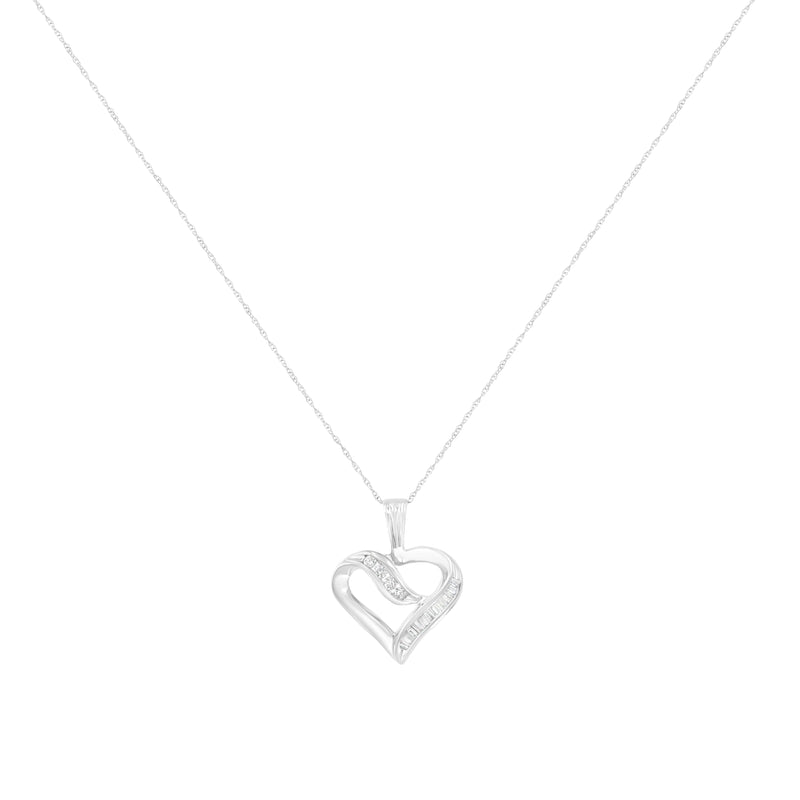 14KT White Gold 1/4 cttw Diamond Heart Pendant Necklace (K-L, I1-I2)