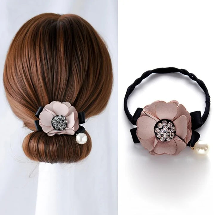 Top Knot Rhinestone Hair Flower Artifact