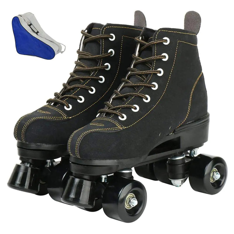 Risup Roller Skates for Women and Men Cowhide High-Top Shoes Classic Double-Row Roller Skates Four-Wheel Roller Skates for Men Girls Unisex Christmas