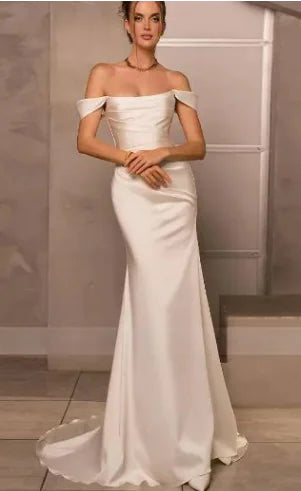 Ivory Satin Mermaid Wedding Dress
