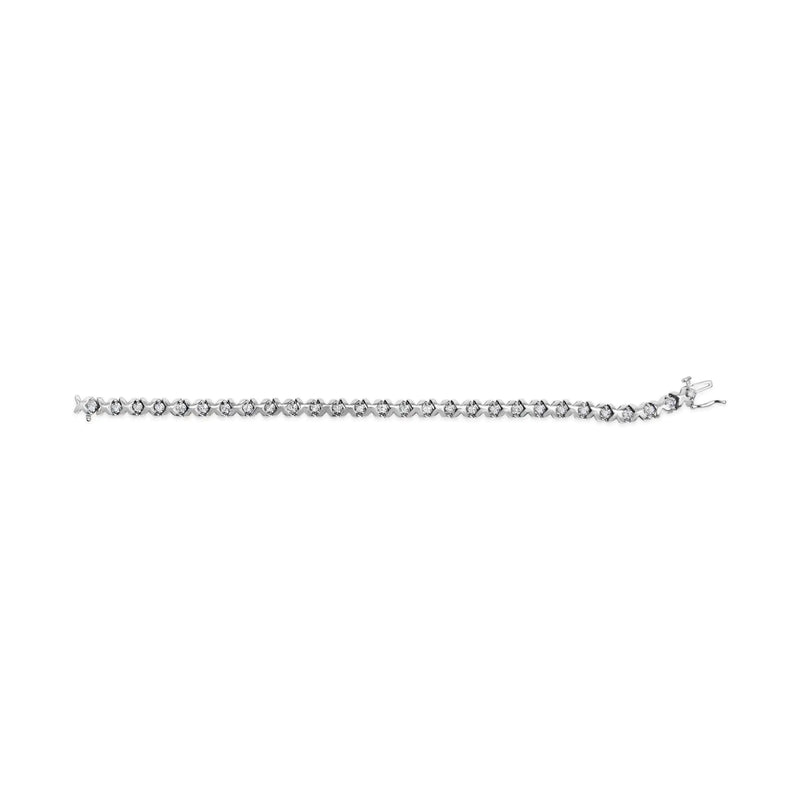 10K White Gold 1 1/2 Cttw Diamond Alternating Diamond and X-Link 7.5" Tennis Bracelet (H-I Color, I2-I3 Clarity)