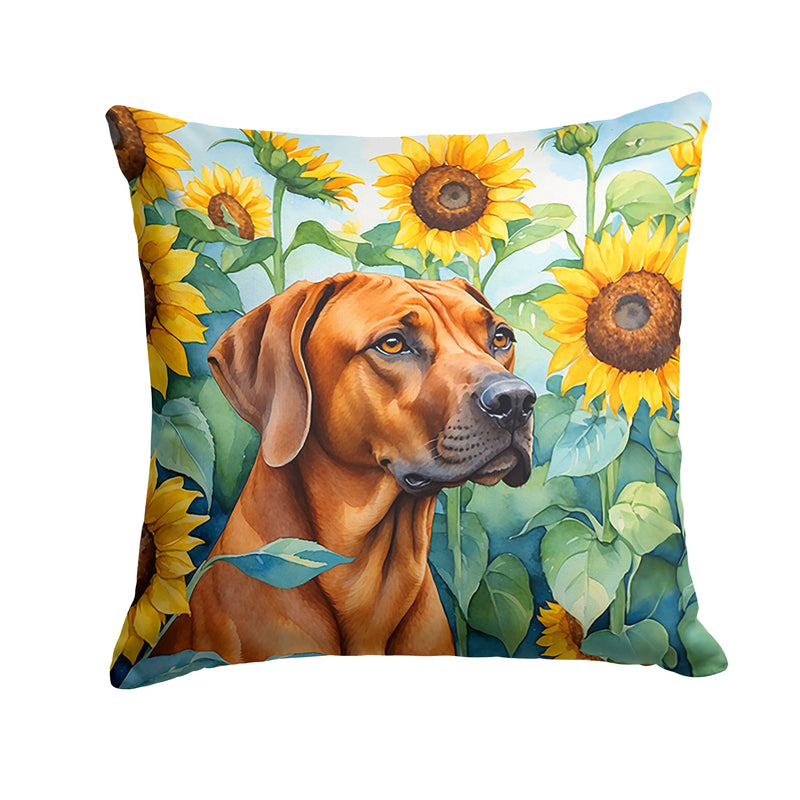 Rhodesian Ridgeback in Sunflowers Throw Pillow