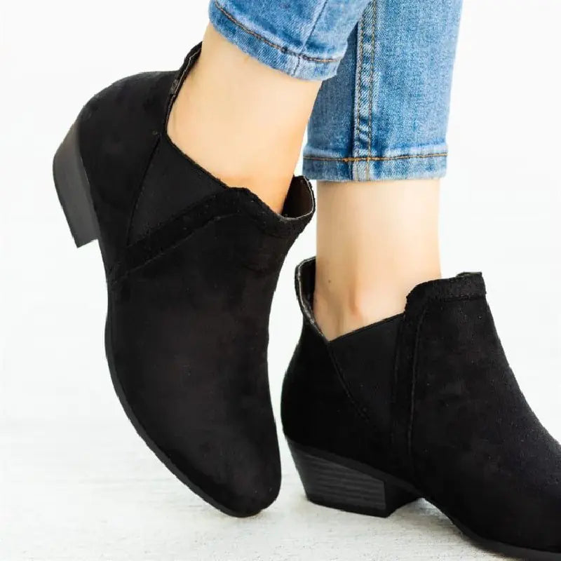 Leopard Print Chunky Heel Round Toe Martin Boots