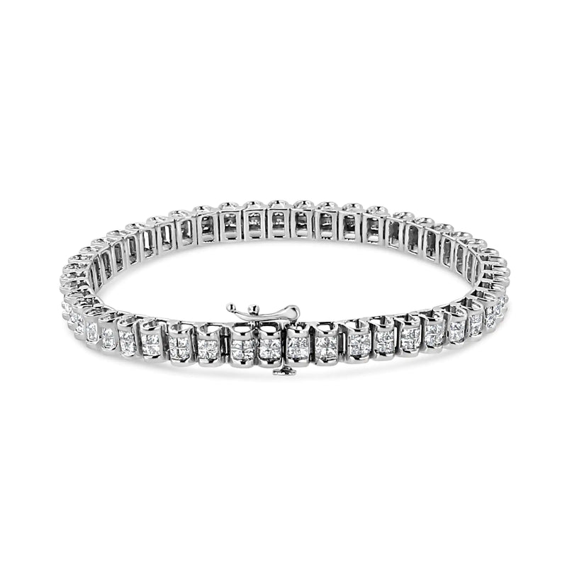 14K White Gold 3.00 Cttw Princess Diamond Composite Link Tennis Bracelet (I-J Color, I1-I2 Clarity) - 7.25"