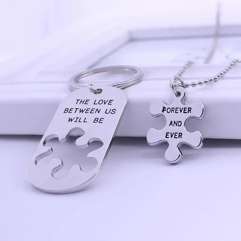 The Love Between Us Will Be Forever And Ever Necklace & Key Chain Set