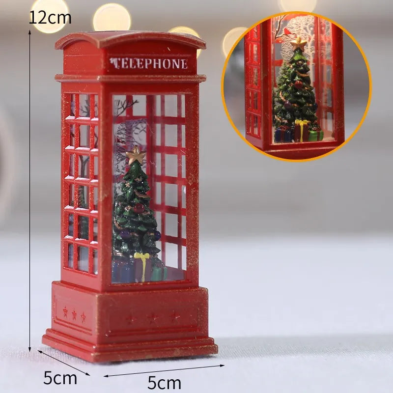 Christmas Telephone Booth Old Man Small Oil Lamp Ornaments