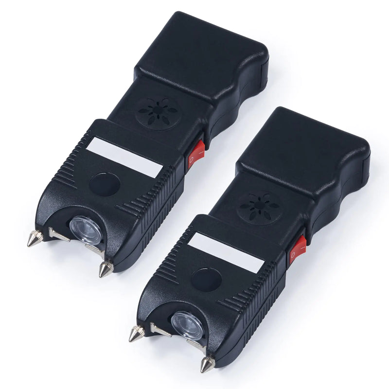 DARTMOOR Stun Gun Self Defense with 100lm Tactical Flashlight 120db Alarm Custom Holster & Ultra Powerful Rechargeable Phone Size for Men Women & Lanyard Black