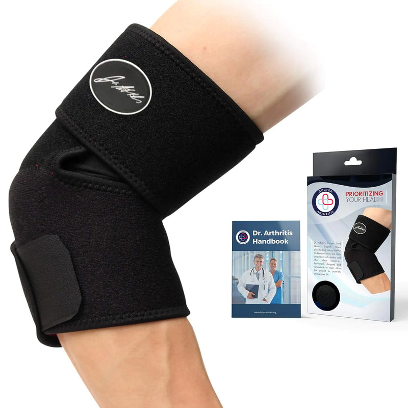 Dr. Arthritis Doctor Developed Premium Copper Lined Elbow Support Brace And Handbook Relief & Support for Elbow Injuries and Other Elbow Conditions