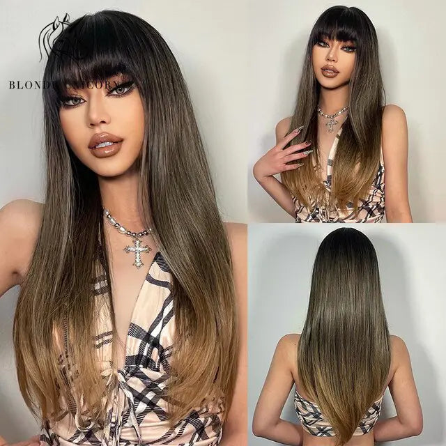 Synthetic Long Brown Wig