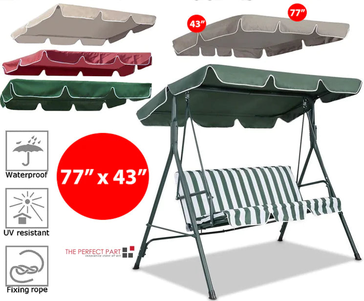 77"x43" Patio Outdoor Garden Swing 300D Canopy Replacement Porch Top Cover Seat