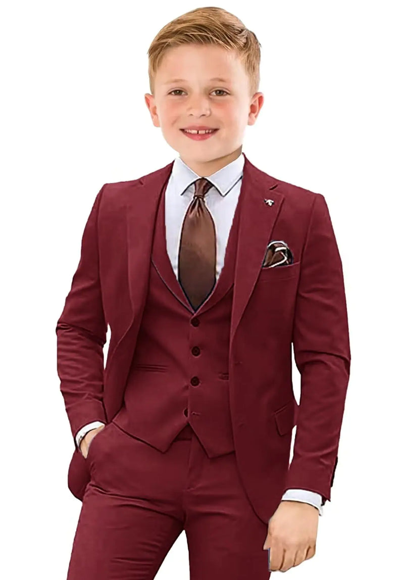 Suits for Boys Slim Fit Burgundy Tuxedo Formal Teenager Back to School Suit 4 Piece Set Teen Boy Dress Clothe Size 18