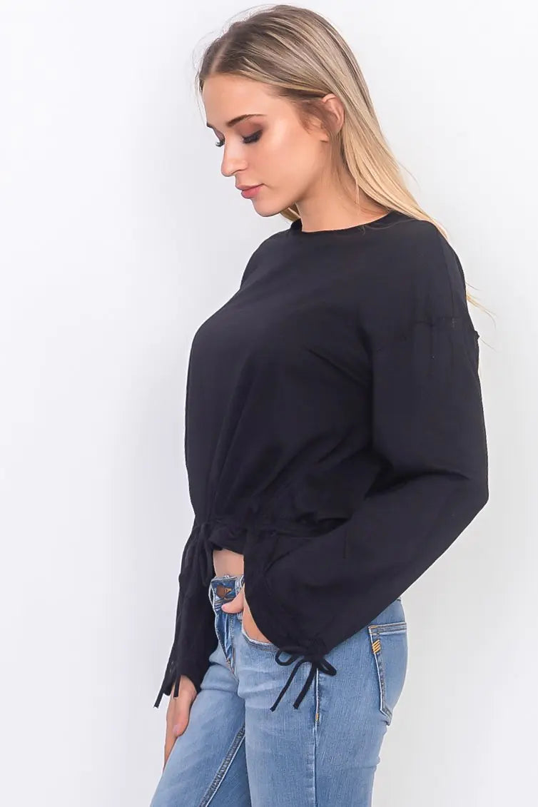 Drawstring Top -Black