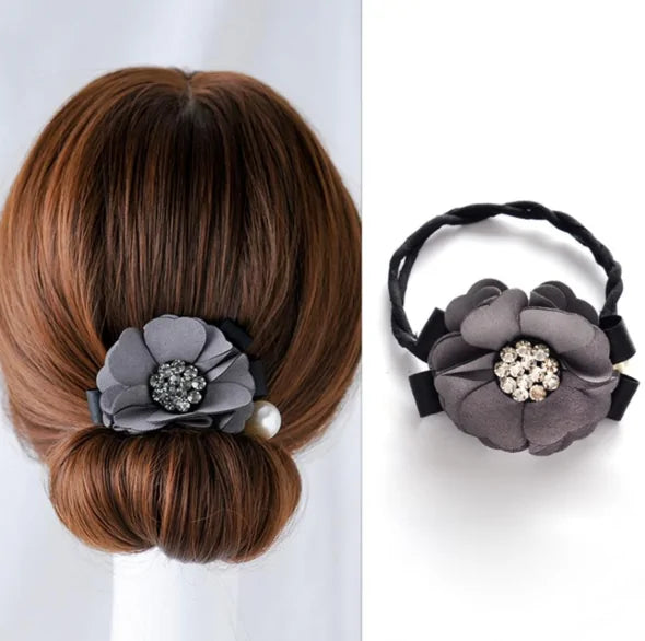 Top Knot Rhinestone Hair Flower Artifact