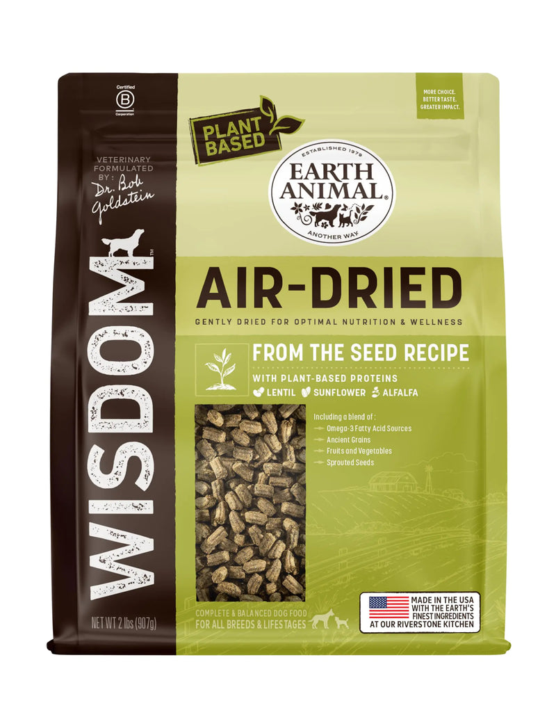 Earth Animal Wisdom Air Dried Dog Food | from The Seed Recipe Premium Natural Dog Food | Plant-Based | All Breeds & Ages | Made in The USA | 2 Pound Bag