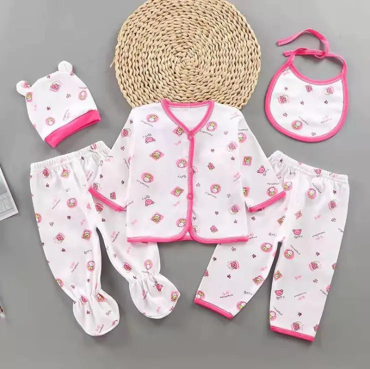Newborn Cotton Clothing Set - 5 Pieces for Babies
