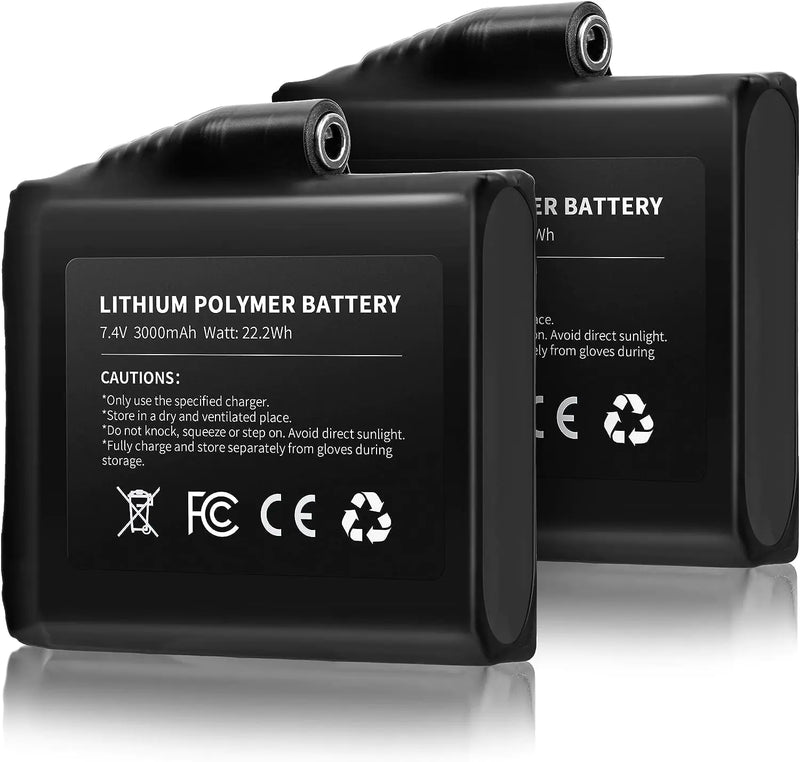OIGOGOI 7.4V 3000MAH Rechargeable Li-ion Batteries for Heated Gloves (2pcs Included)