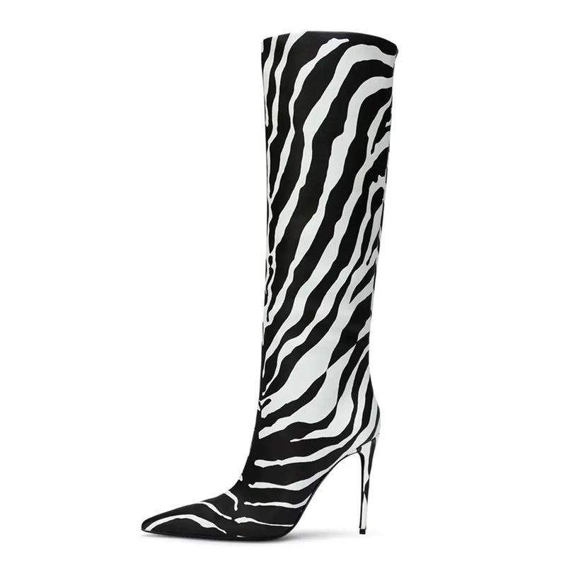 Leopard Print Pointed Stiletto Heel Boots for Women