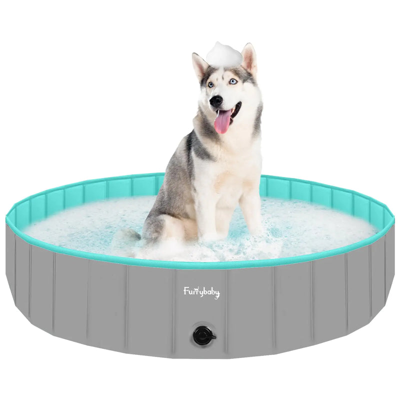 Furrybaby Dog Pool Foldable Dog Pools for Large Dogs Portable Pet Pool Kiddie Pool Doggie Wading Pool Dog Swimming Pool(Grey 63) Indoor and Outdoor