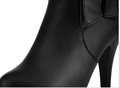 Bowknot Chunky Heel Round Toe Martin Boots