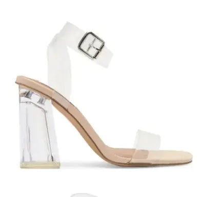 Steve Madden Hundred Clear Block Heel Sandal