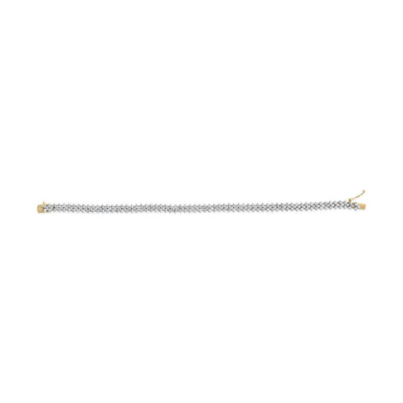 14K Yellow Gold 4.00 Cttw Diamond Trio Cluster Link Bracelet (H-I Color, I1-I2 Clarity) - 7"