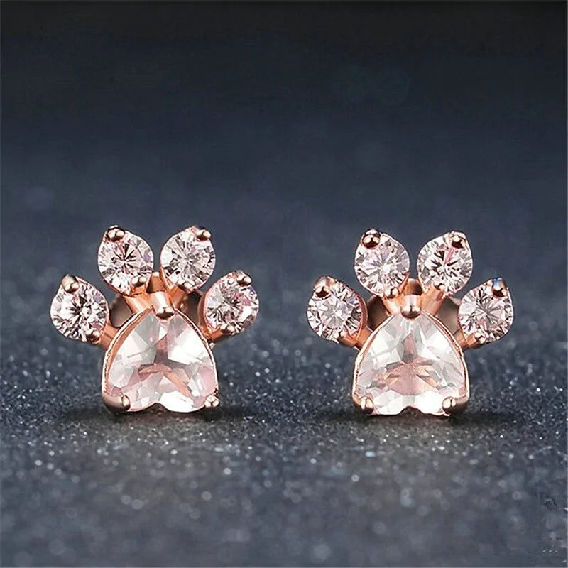 Rose Gold Paw Earrings