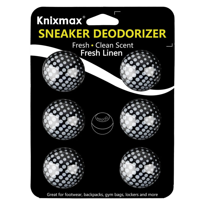 Knixmax Sneaker Deodorizer Shoe Freshener Balls Gym Bags Lockers Car Air Fresheners Boot Deodorant Balls Odor Eater Shoe Deodorizers 6 Packs Fresh Linen Black White