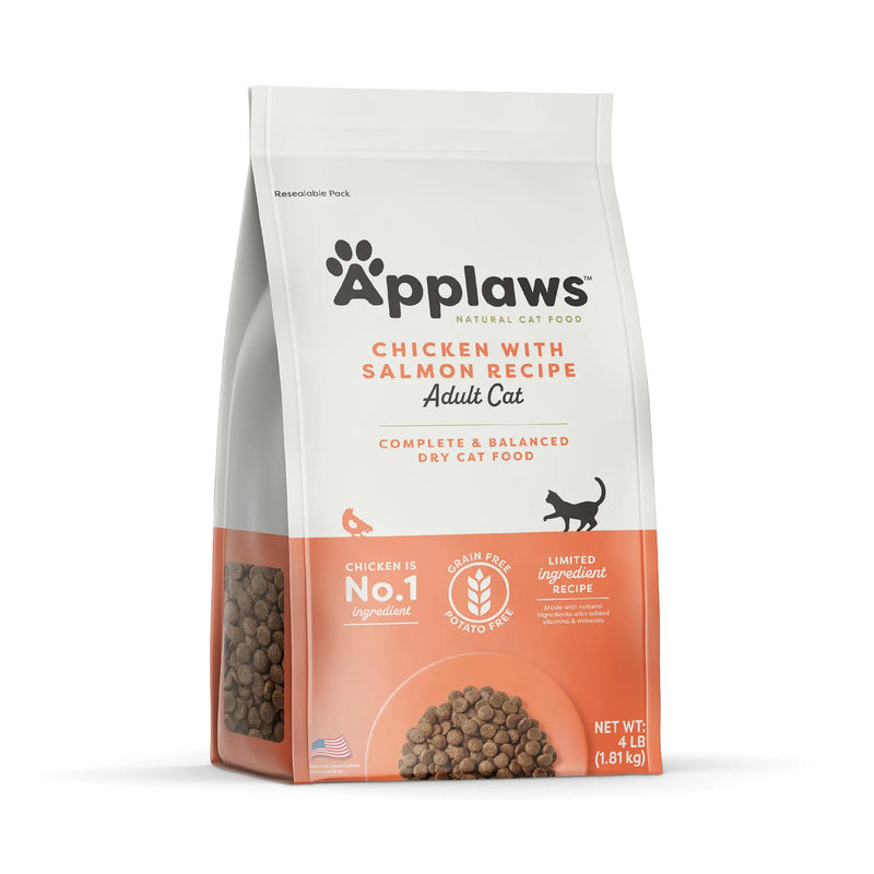 Applaws Complete Dry Cat Food Grain-Free Limited Ingredient Food with Added Vitamins & Minerals Protein Natural Cat Food Supports Digestion Chicken & Salmon (4 Pound Dry Cat Food)