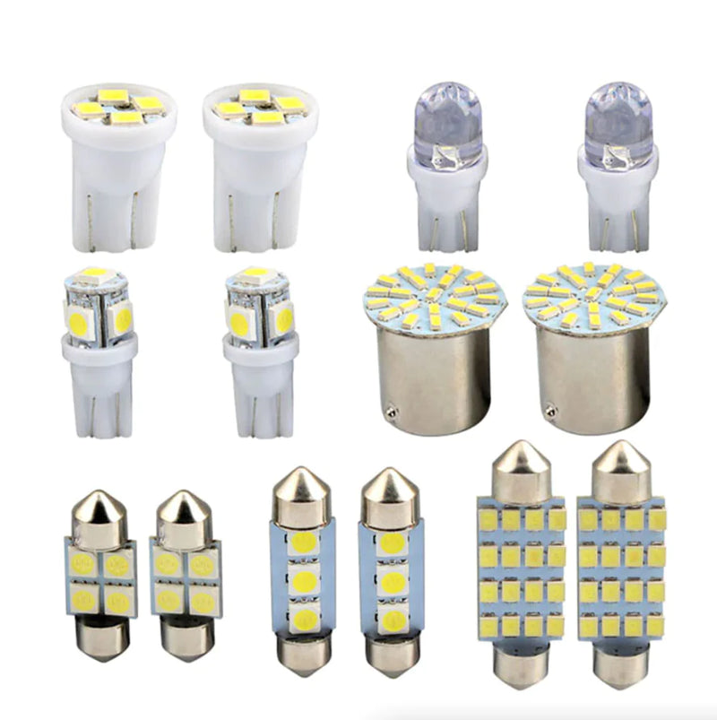 28pcs Car Interior White Combo LED Map Dome Door Trunk License Plate Light Bulbs