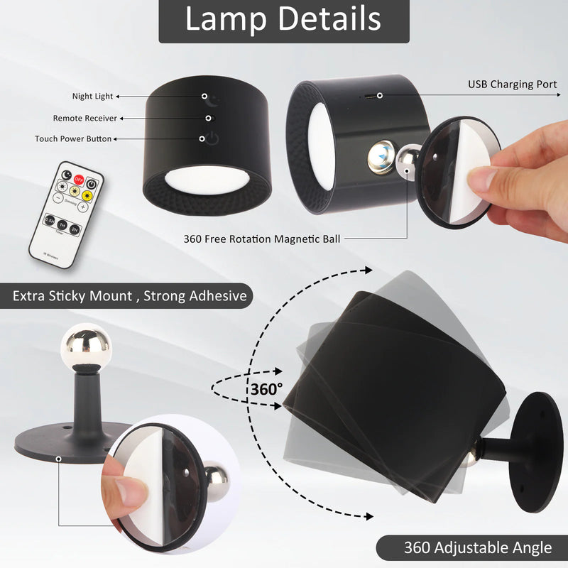 Illuminate Your Space: Double-Headed Magnetic Bedside Night Lamp for Eye Protection