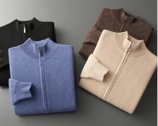 Pure Cashmere Turtleneck Cardigan