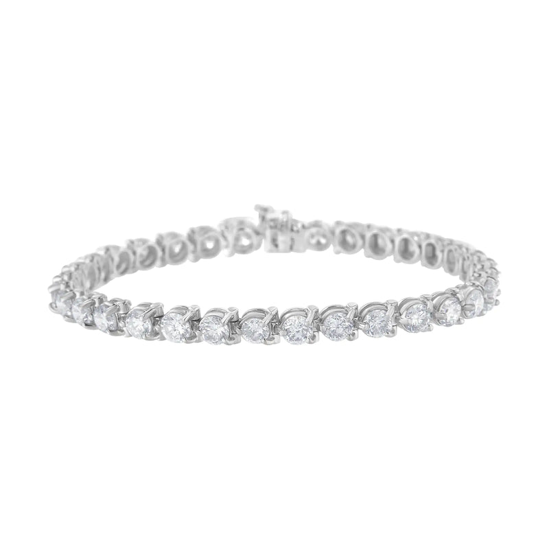 IGI Certified 10.0 Cttw Round-Brilliant Diamond 14K White Gold Martini Style 7" Tennis Bracelet (G-H Color, I1-I2 Clarity)